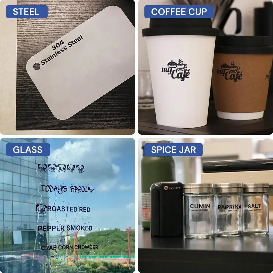 Evebot PrintInd — 可攜式手持式噴墨印表機噴碼機,搭配快乾墨水匣,適用於各種材質表面列印 Evebot
