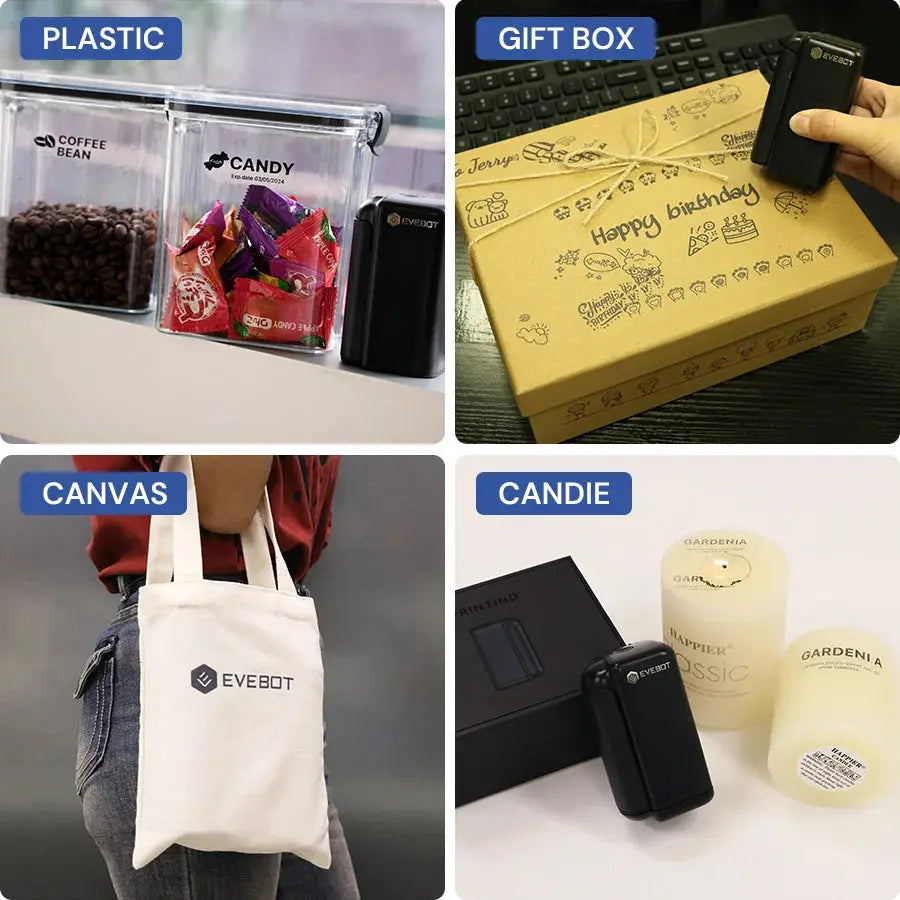 Evebot PrintInd — 可攜式手持式噴墨印表機噴碼機，搭配快乾墨水匣，適用於各種材質表面列印 Evebot