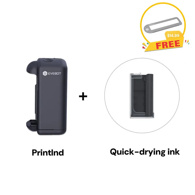 Evebot PrintInd — 可攜式手持式噴墨印表機噴碼機，搭配快乾墨水匣，適用於各種材質表面列印 Evebot
